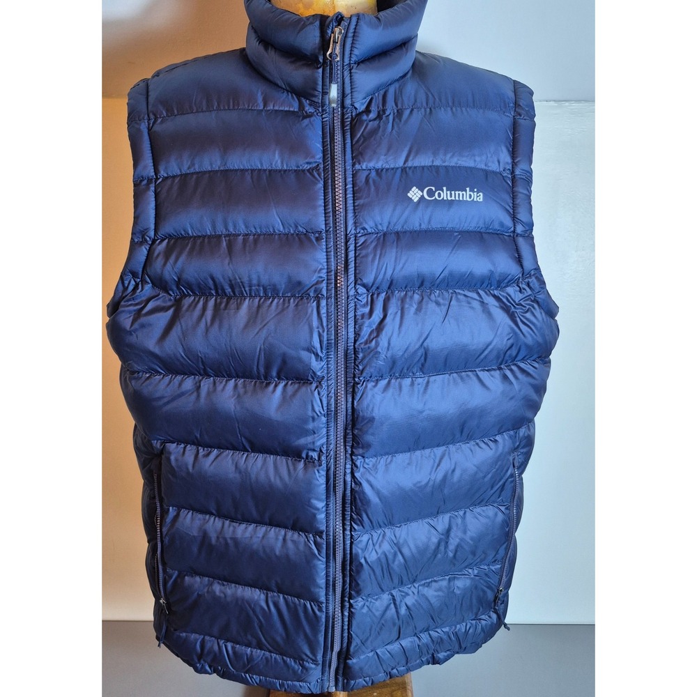 Columbia Mens Full-Zip Puffer Vest Large Navy Blue Insulated